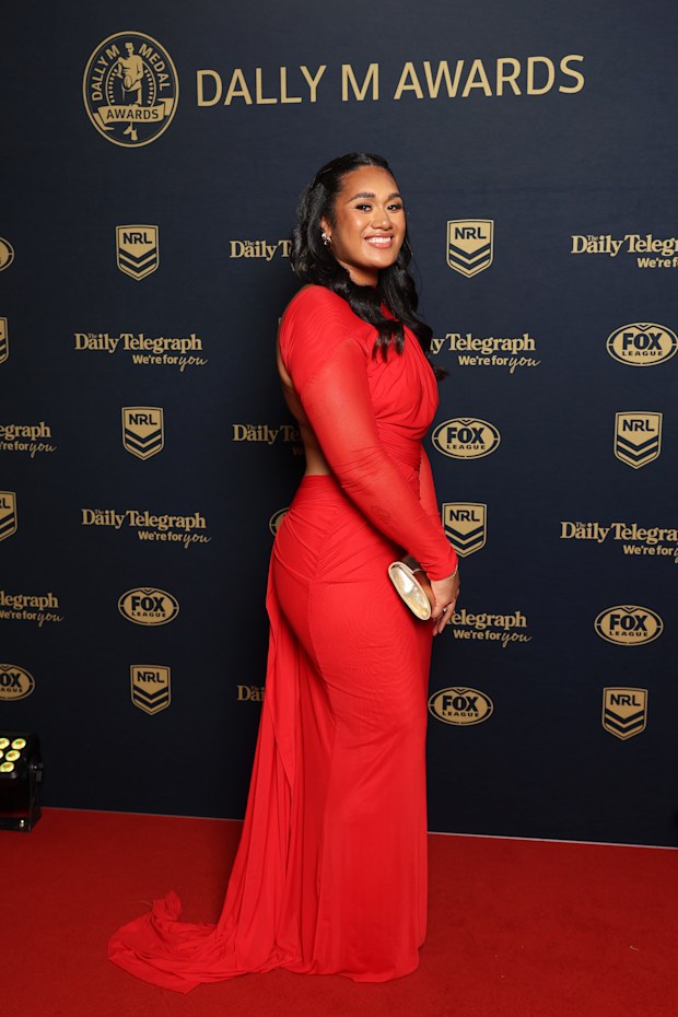 SYDNEY, AUSTRALIA - SEPTEMBER 30: Otesa Pule of the Sydney Roosters arrives ahead of the 2026 Dally M Awards at The Cutaway, Barangaroo on September 30, 2026 in Sydney, Australia. (Photo by Mark Metcalfe/Getty Images)