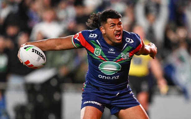 Ali Leiataua of the Warriors celebrates his try which is disallowed, NZ Warriors v Newcastle Knights, Week 2 Final of the NRL Telstra Premiership at Eden Park, Auckland, New Zealand on Saturday 20 September 2026.
© Photo: Andrew Cornaga / Photosport