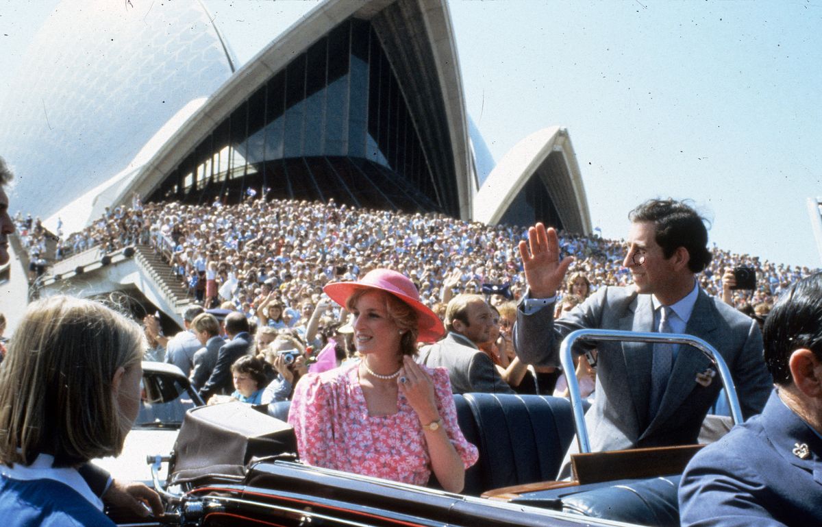 SYDNEY, AUSTRALIA - MARCH 28: Prince Charles and Princess Diana arriving in Australia for their tour in 1983