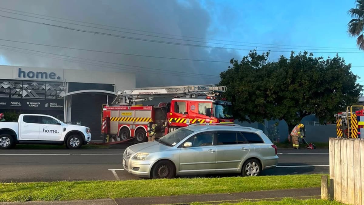 Six fire trucks battle Auckland factory fire in Onehunga