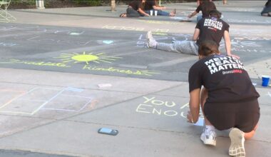 Boise State athletes and locals chalk streets to promote mental health awareness
