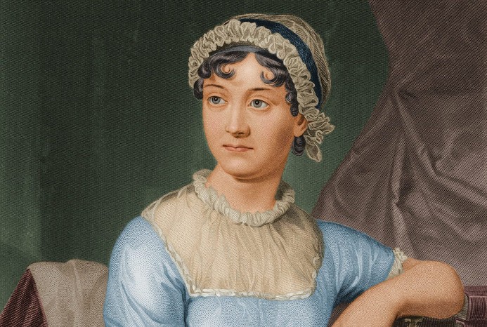 Sense and Sensibility author Jane Austen could be said to embody both traits that are central to this tale | Credit: Getty Images Hand-coloured engraved portrait, commonly identified as Jane Austen, showing a young woman seated in a pale blue Regency-era dress with a lace-trimmed bodice and dark sash, wearing a ruffled white cap over dark curled hair. She rests one arm on the back of a red upholstered chair, holding a small book or notebook, against a dark green background with a red drape