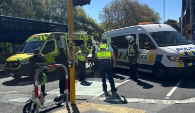 Two people injured after scooter hits pedestrian at Victoria Park intersection in Auckland CBD