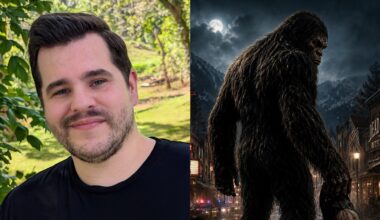 Jacob Reiner with Bigfoot mock-up