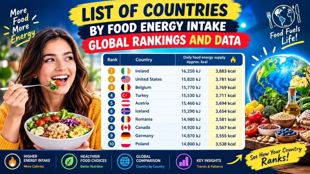List of Countries by Food Energy Intake Global Rankings and Data