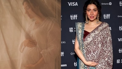 Mahira Khan shows off her baby bump at TIFF 2026. (Getty Images/Instagram.)