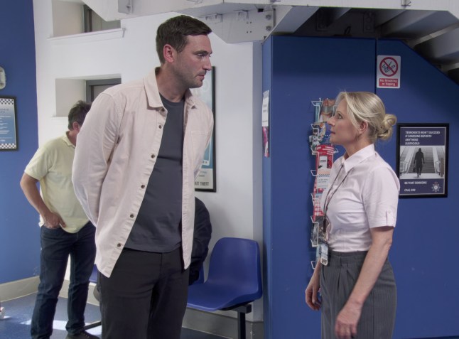 FROM ITV STRICT EMBARGO - No use before Tuesday 15th September 2026 Coronation Street - Ep 11947 Tuesday 22nd September 2026 At the station, KitGreen [JACOB ROBERTS] loses his rag with a suspect and Lisa Swain [VICKY MYERS] is forced to step in. Lisa orders Kit to take the day off and sort himself out or he could lose his job. Picture contact - David.crook@itv.com This photograph is (C) ITV and can only be reproduced for editorial purposes directly in connection with the programme or event mentioned above, or ITV plc. This photograph must not be manipulated [excluding basic cropping] in a manner which alters the visual appearance of the person photographed deemed detrimental or inappropriate by ITV plc Picture Desk. This photograph must not be syndicated to any other company, publication or website, or permanently archived, without the express written permission of ITV Picture Desk. Full Terms and conditions are available on the website www.itv.com/presscentre/itvpictures/terms