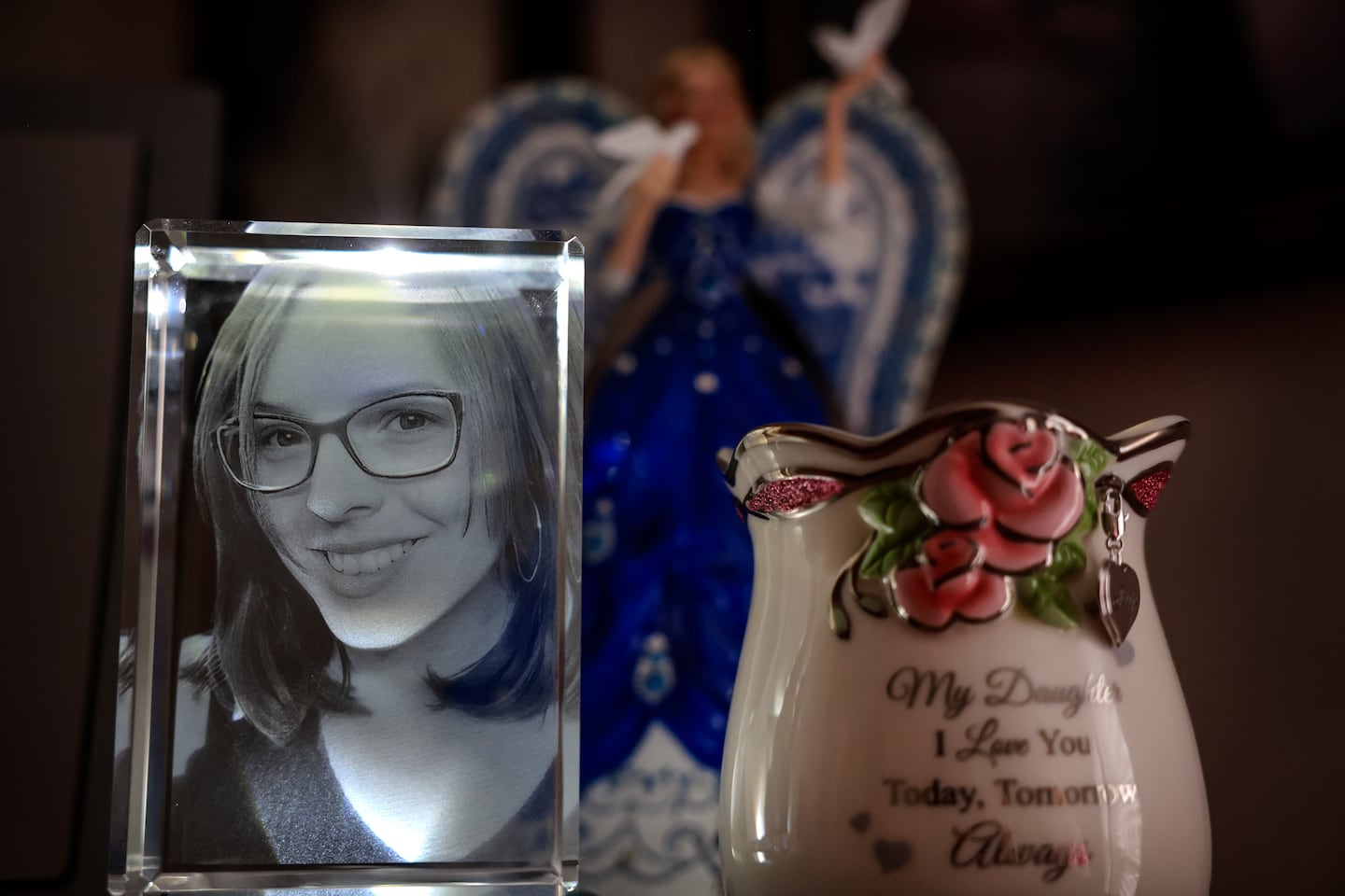 Donna and Joe Knight displayed a photograph of their daughter, Jennifer Knight, on a dresser at their home in Middleborough in 2024. Jennifer died in the registration line in the emergency department at Good Samaritan Medical Center in September 2023.