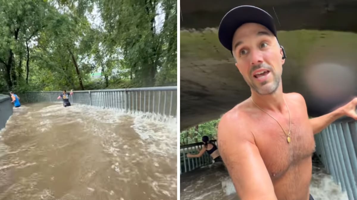 Runners wade through waist-high floodwaters in New Jersey half marathon