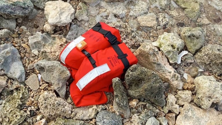 A lifejacket which washed ashore near Santo, Vanuatu