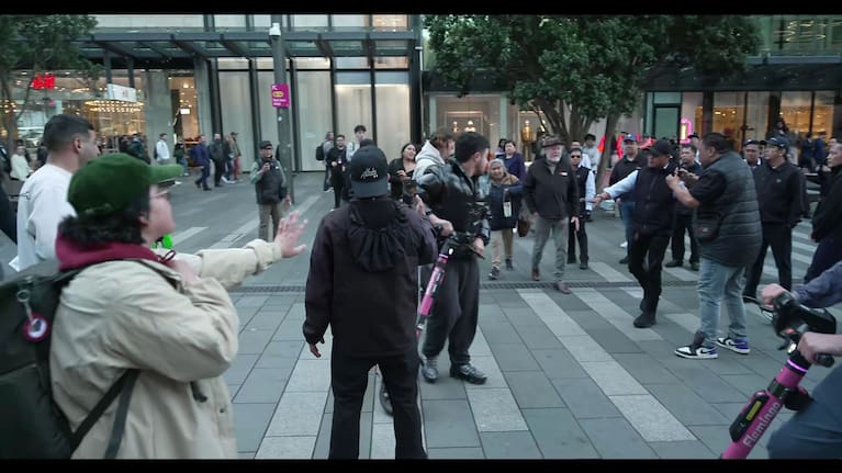 A rally for migrant bus drivers in Auckland.