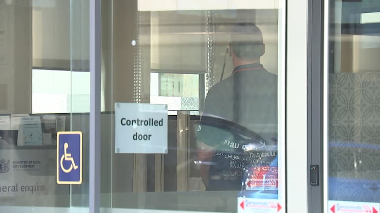 A security guard at a Work and Income office (file image).