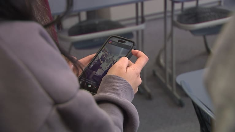 A teenager on her smartphone.