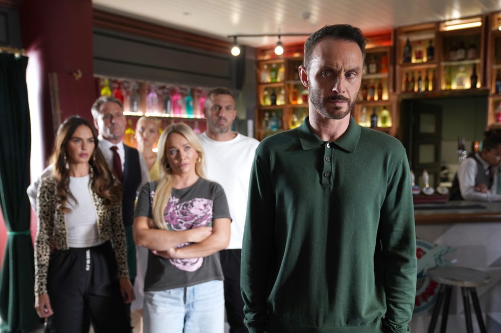 Mercedes McQueen, Tony Hutchinson, Leah Barnes, Leela Lomax, Warren Fox and James Nightingale in Hollyoaks mercedes mcqueen, tony hutchinson, leah barnes, leela lomax, warren fox and james nightingale in hollyoaks