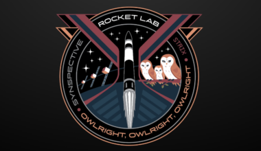 The patch for Rocket Lab's "Owlright, Owlright, Owlright" mission.