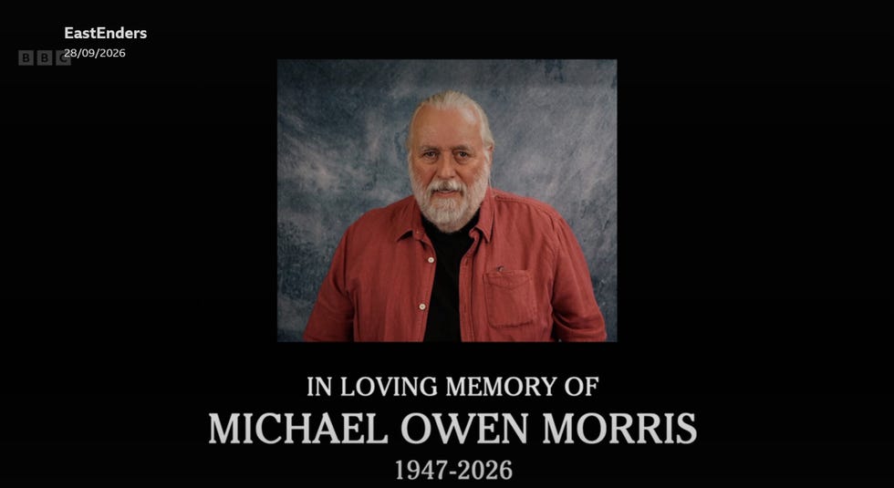 Tribute to Michael Owen Morris from EastEnders. in loving memory of michael owen morris, 1947 2026, from eastenders.