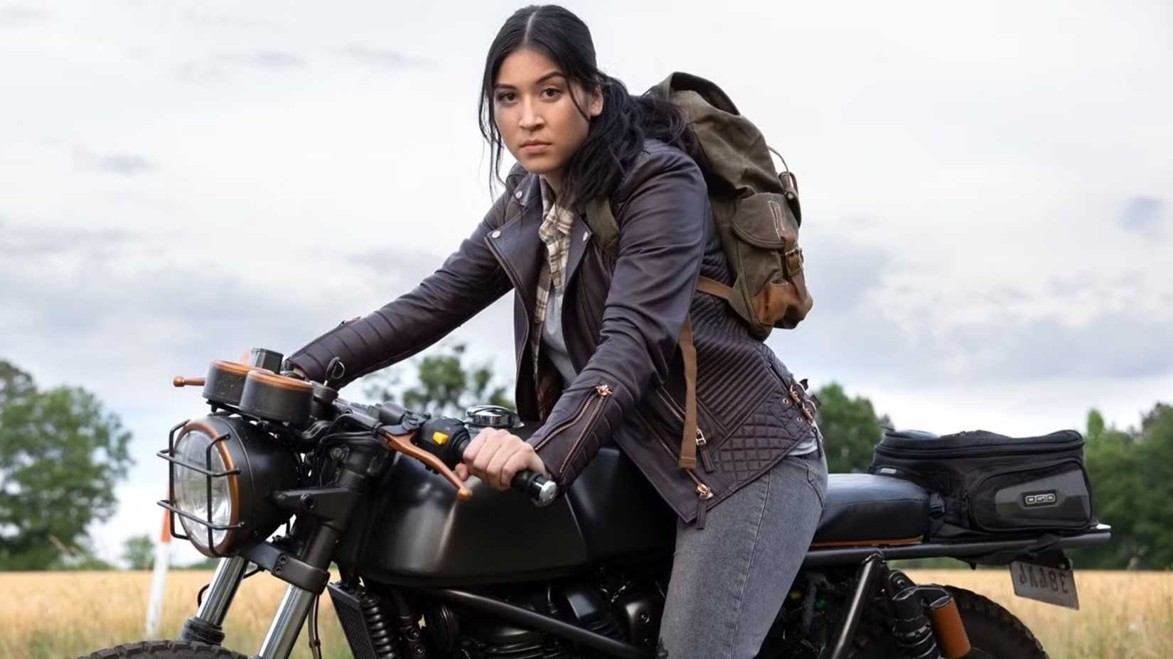 Alaqua Cox in Echo on a motorcycle