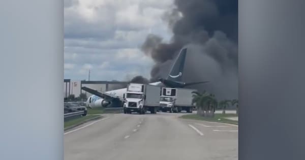 Several killed as Amazon plane overruns Miami runway, hits vehicles