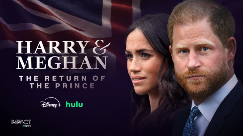Harry and Meghan promotional image for "The Return of the Prince" on Disney+ and Hulu.