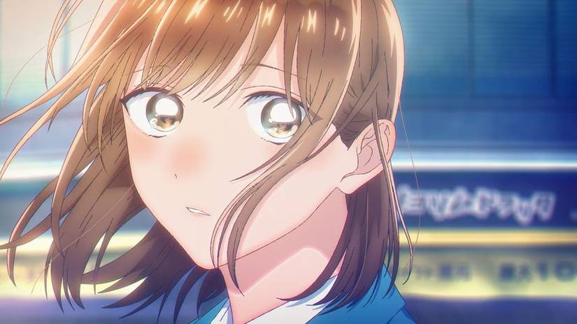 A young girl blushes in Blue Box season 2