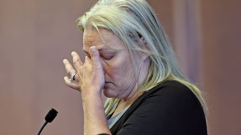 Dawn Light attends her arraignment on a charge of intimidation in connection with the Lindsay Clancy's murder trial at Plymouth District Court in Plymouth.