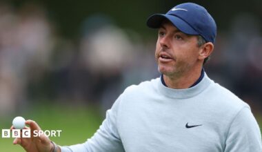 Rory McIlroy walks off a green