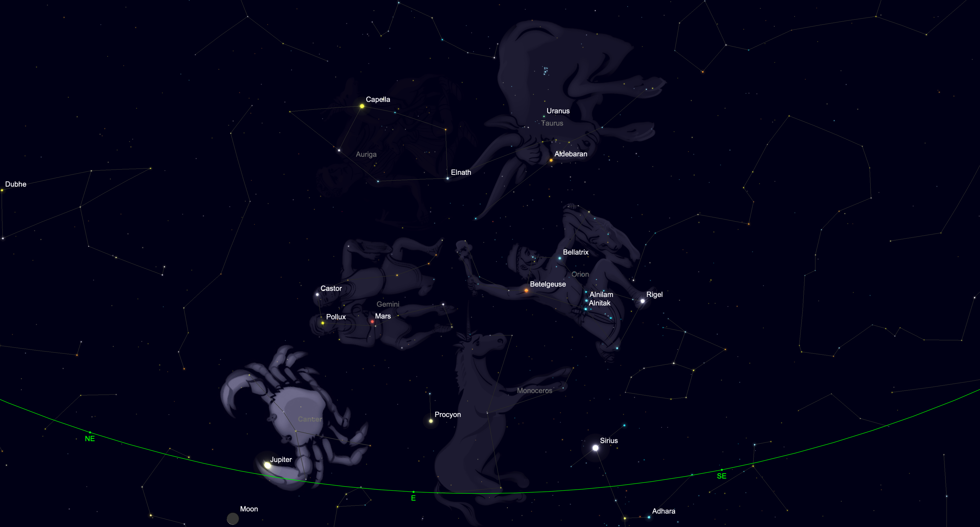 Star chart showing the eastern predawn sky on Sept. 9, 2026, with the zodiac constellations and planets visible above the horizon.