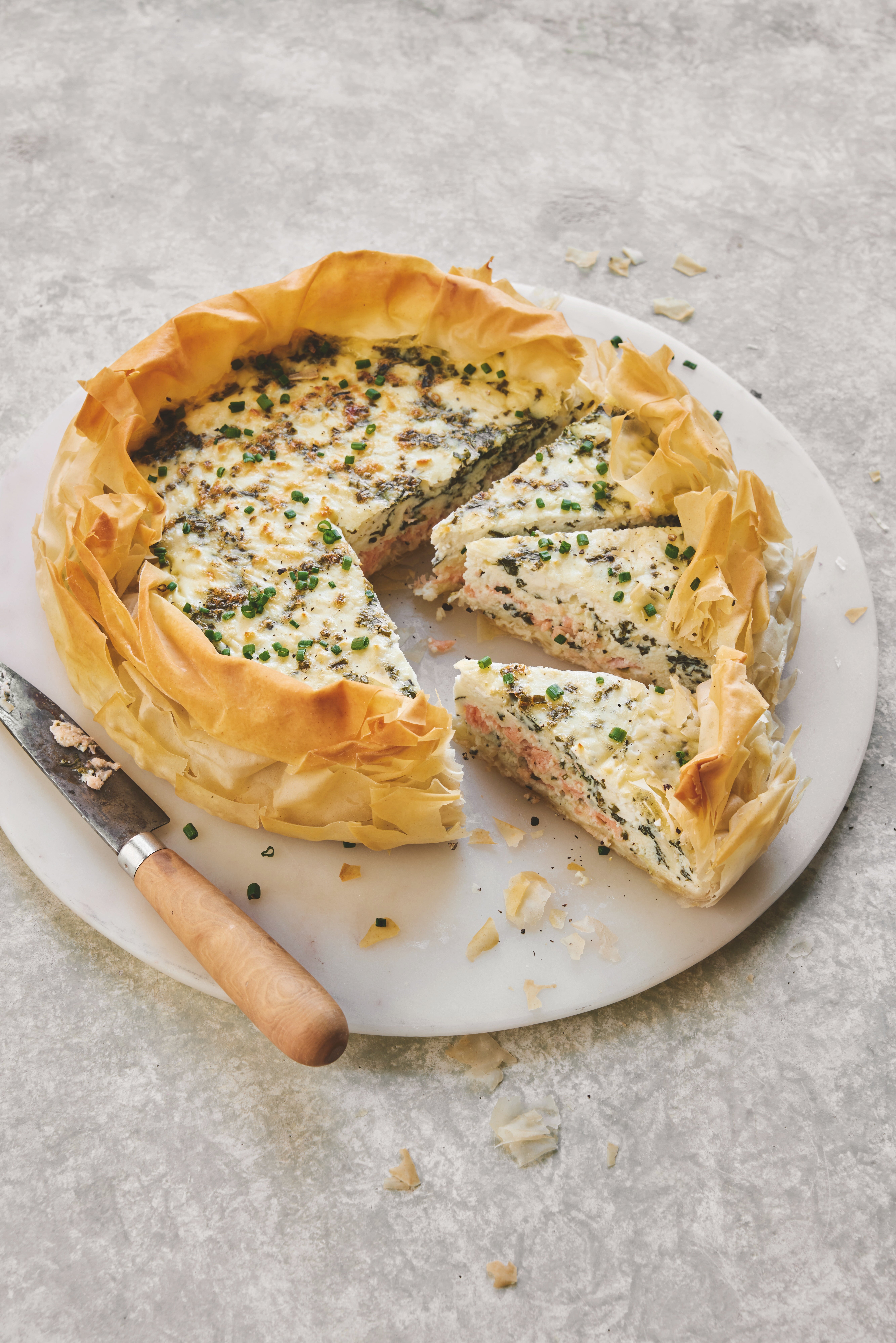 A lighter take on quiche, with filo layers and a creamy cottage cheese base – perfect for lunchboxes or a weekend bake to slice up through the week