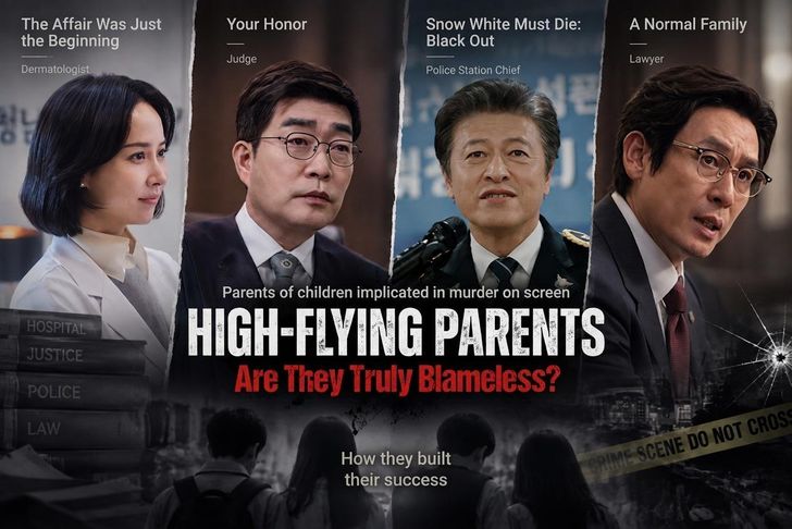 Parents of children implicated in killings appear across recent Korean dramas and films, most of them doctors, judges, police station chiefs and lawyers holding entrenched social privilege. Courtesy of Coupang Play, ENA and Hive Media Corp, captured from MBC