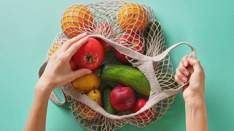 A bag of fruits and vegetables (file image).