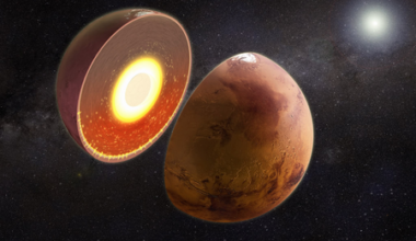 Artist's illustration of Mars's hotter southern interior. (Credit: Artist concept: NASA / Theophilus Britt Griswold)