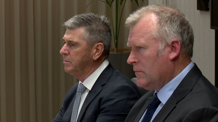 Marty Grenfell (left), and Mahé Drysdale at the review.