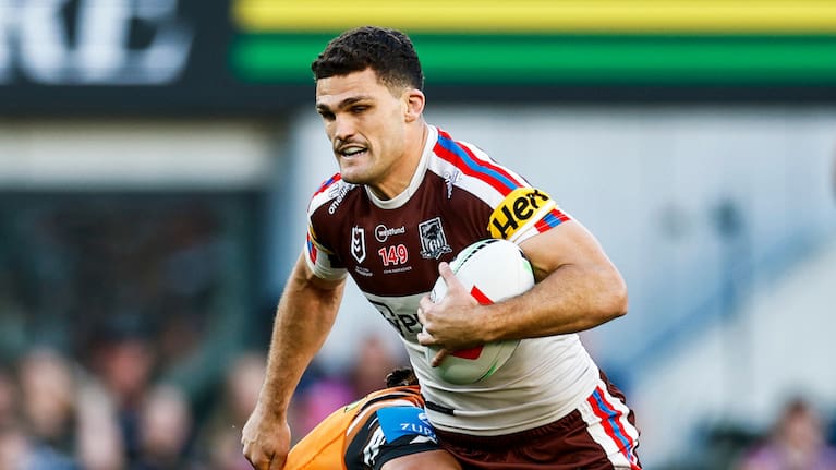 Nathan Cleary was taken to hospital with an ankle fracture.