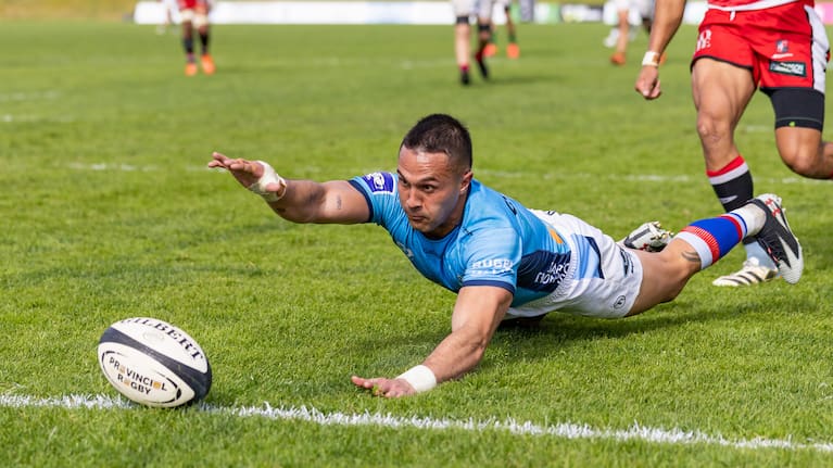 Northland Sam Nock just short of the try during Northland vs Counties Manukau