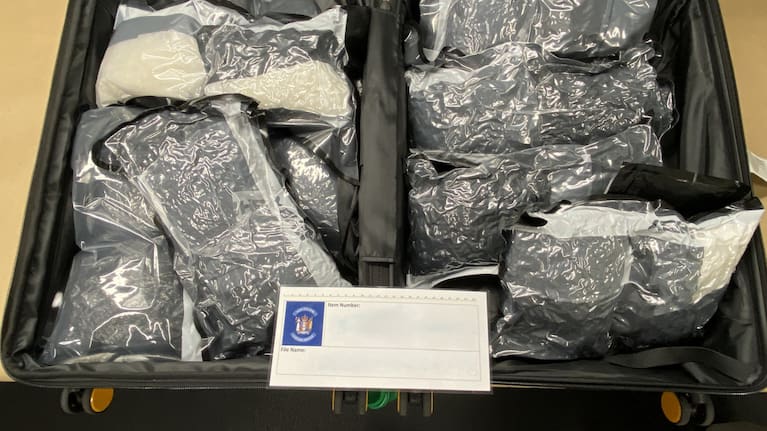 Officers found nine vacuum-sealed packages holding an estimated 16.8kg of the Class A drug, with a street value of about $5 million.
