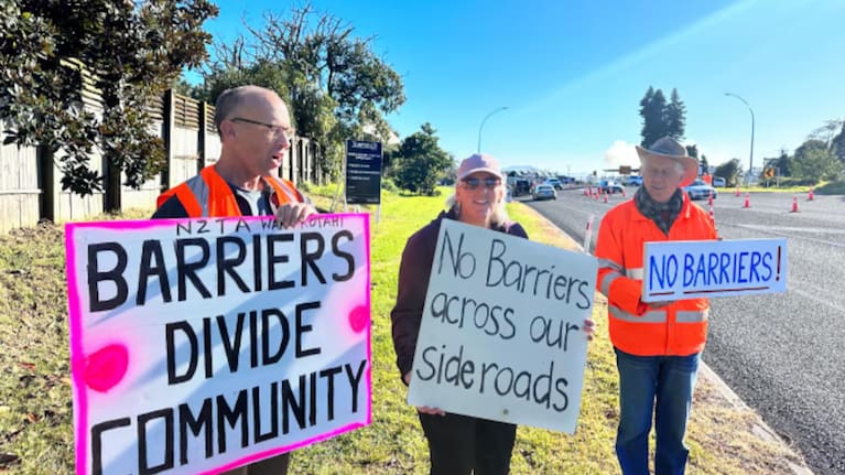 One of the SH2 median barrier protests.