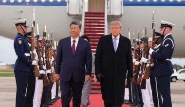Trump greets Xi in Washington with rare red-carpet airport welcome
