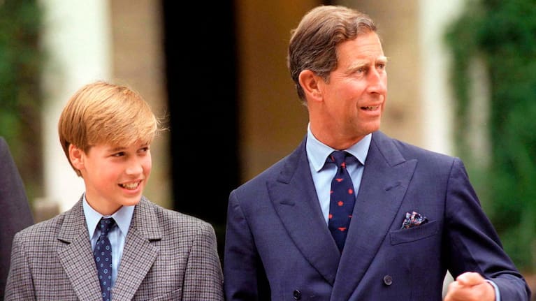 Prince Charles with Prince William on his first day at Eton College in 1995.