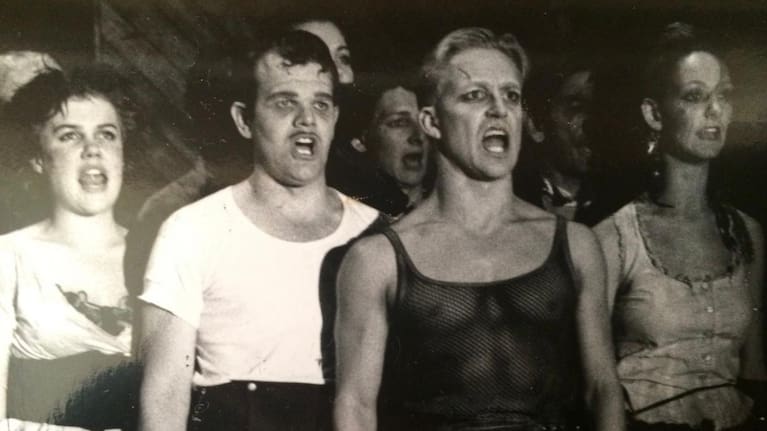 Michael Hurst on stage early in his career (that's a young Robyn Malcolm on the left). 