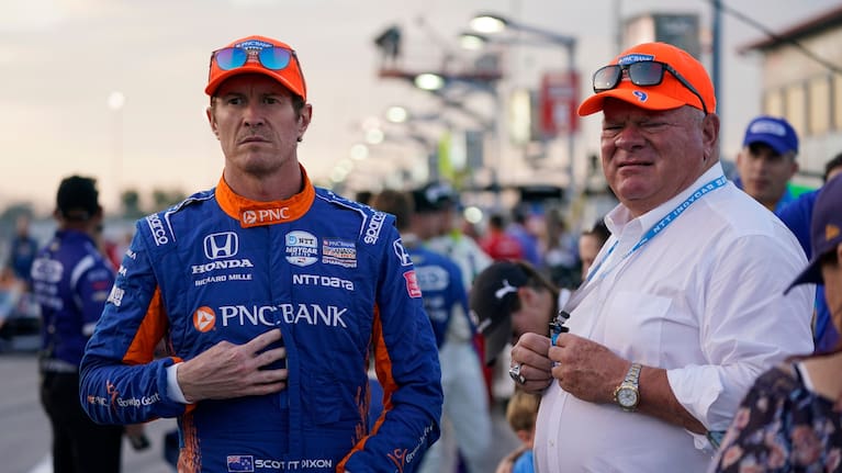 Scott Dixon, left, stands next to Chip Ganassi. (File photo)
