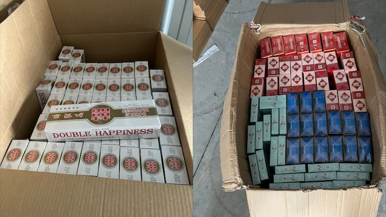 Some of the illegal cigarettes seized by police and customs.