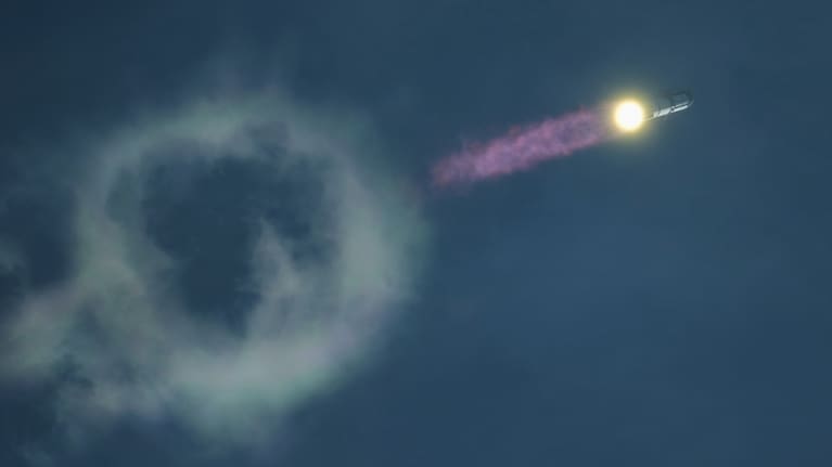 SpaceX's mega rocket Starship makes a test flight from Starbase, Texas.