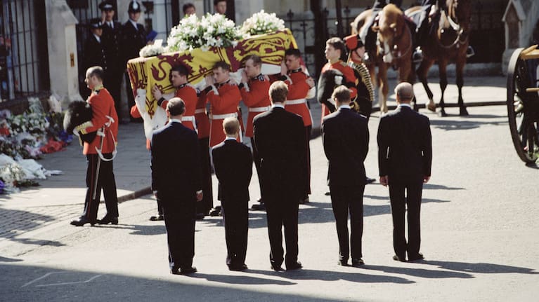 Spencer describes walking in Diana’s funeral procession as the ‘most harrowing experience’ of his life. 