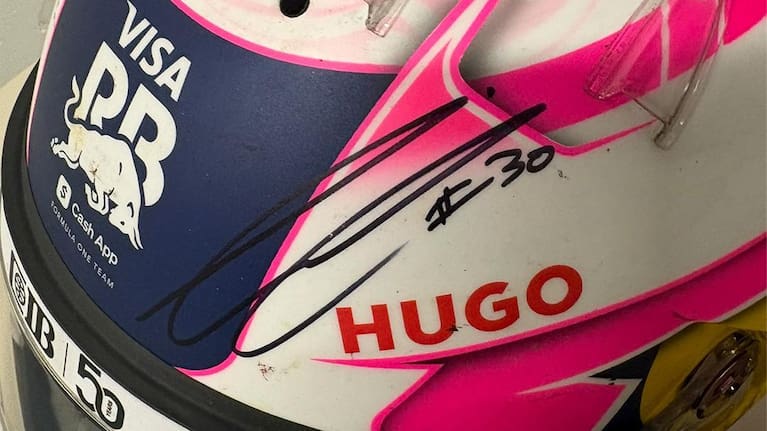 The helmet had been signed by Lawson. Source: Turners