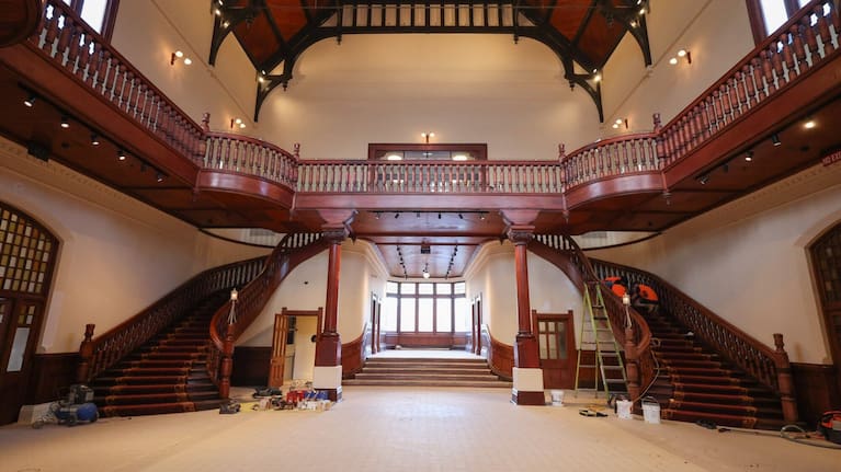 The refurbished foyer at Rotorua Museum, which is expected to open to the public in 2028.
