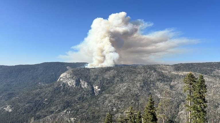 This photo provided by the National Parks Service shows the Dome Fire burning in Yosemite National Park