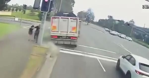 Shocking dashcam footage shows truck nearly hitting Sydney schoolgirls