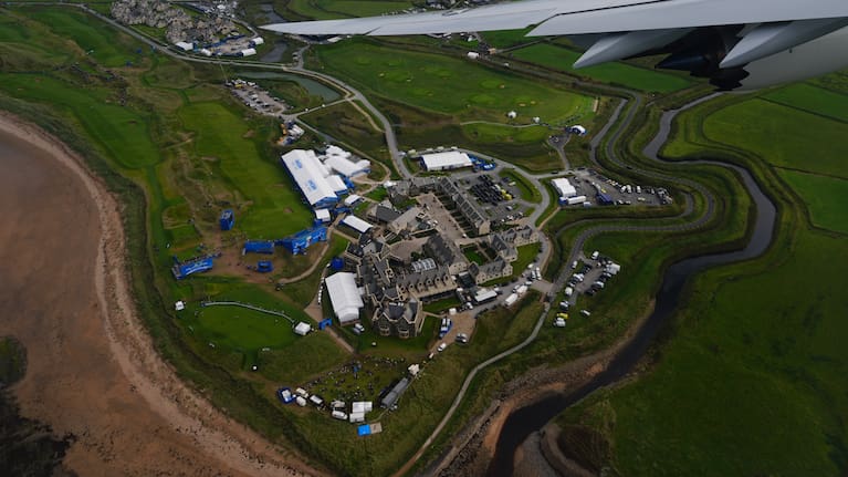 A view of Trump International Golf Links in Doonbeg from Air Force One as it flies over.