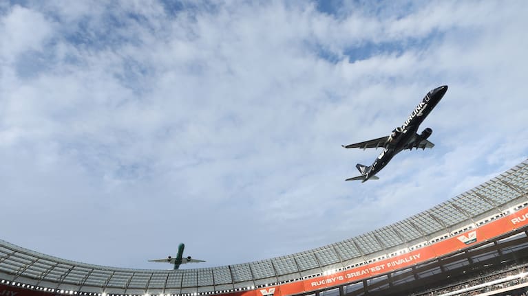 Two planes do a flyover at Cape Town's DHL Stadium