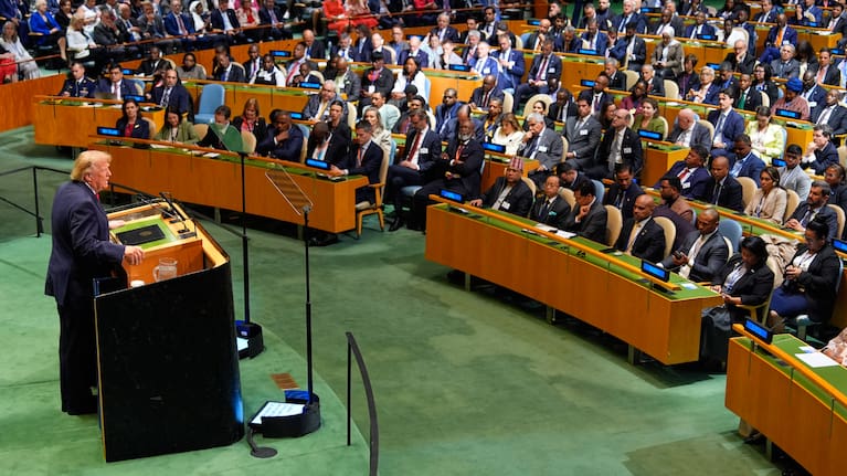 United States President Donald Trump speaks during the 81st session of the United Nations General Assembly at United Nations headquarters.